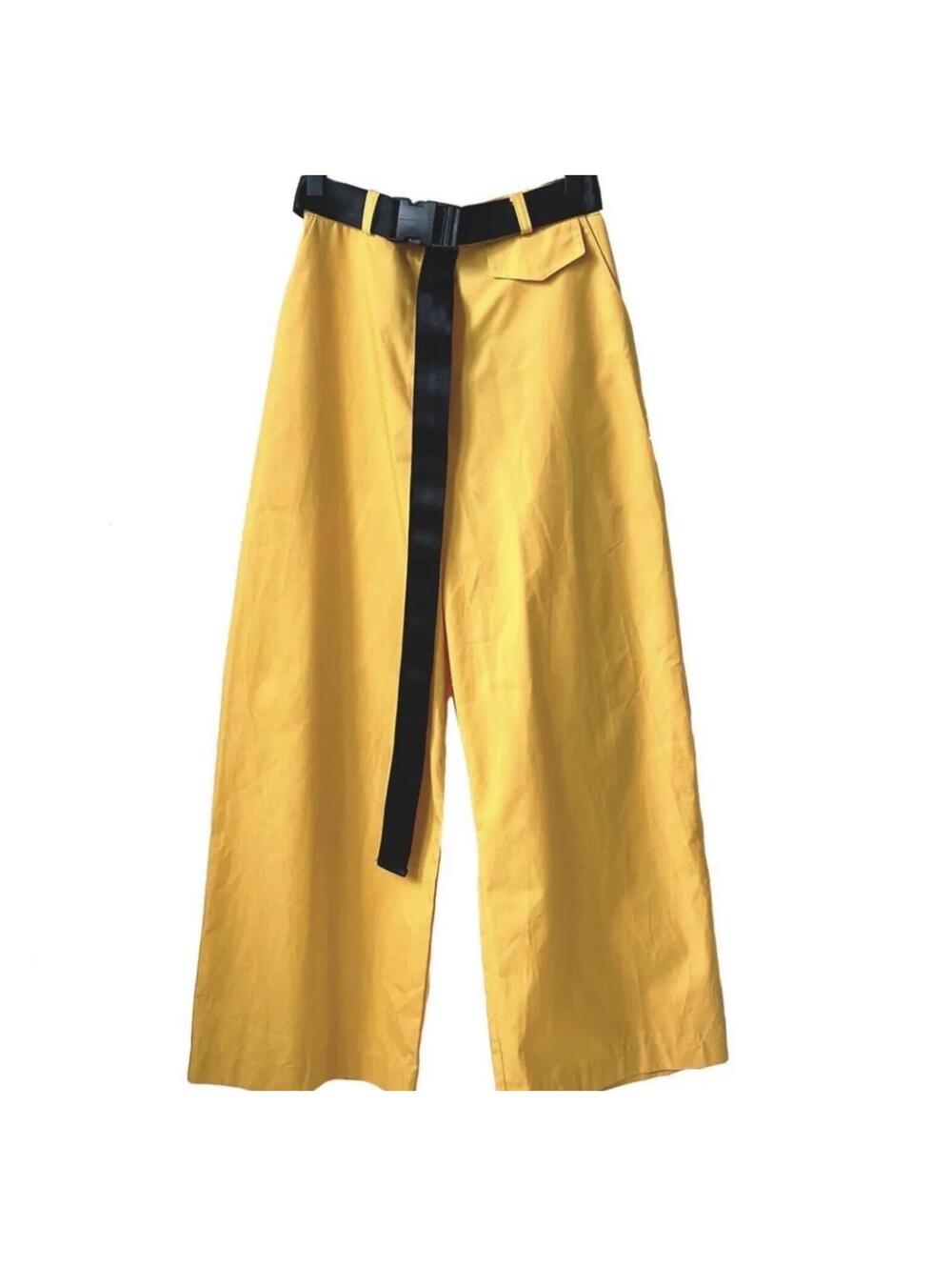 💛 Ragged Priest Canary Yellow Wide-Leg Pants w/ Belt | Size S | Never Worn